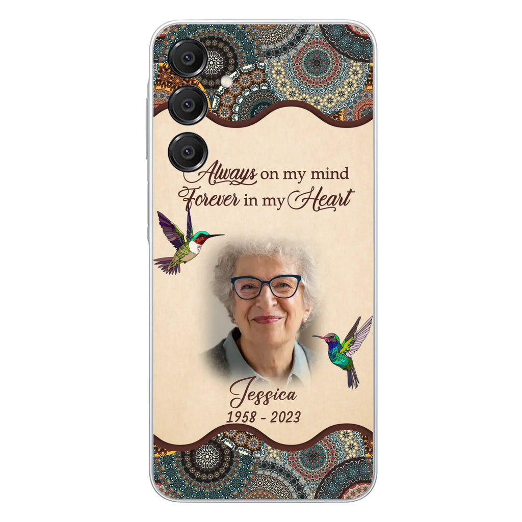 Custom Personalized Memorial Photo Phone Case - Memorial Gift Idea For Mother's Day/Father's Day - Always On My Mind, Forever In My Heart - Case For iPhone/Samsung