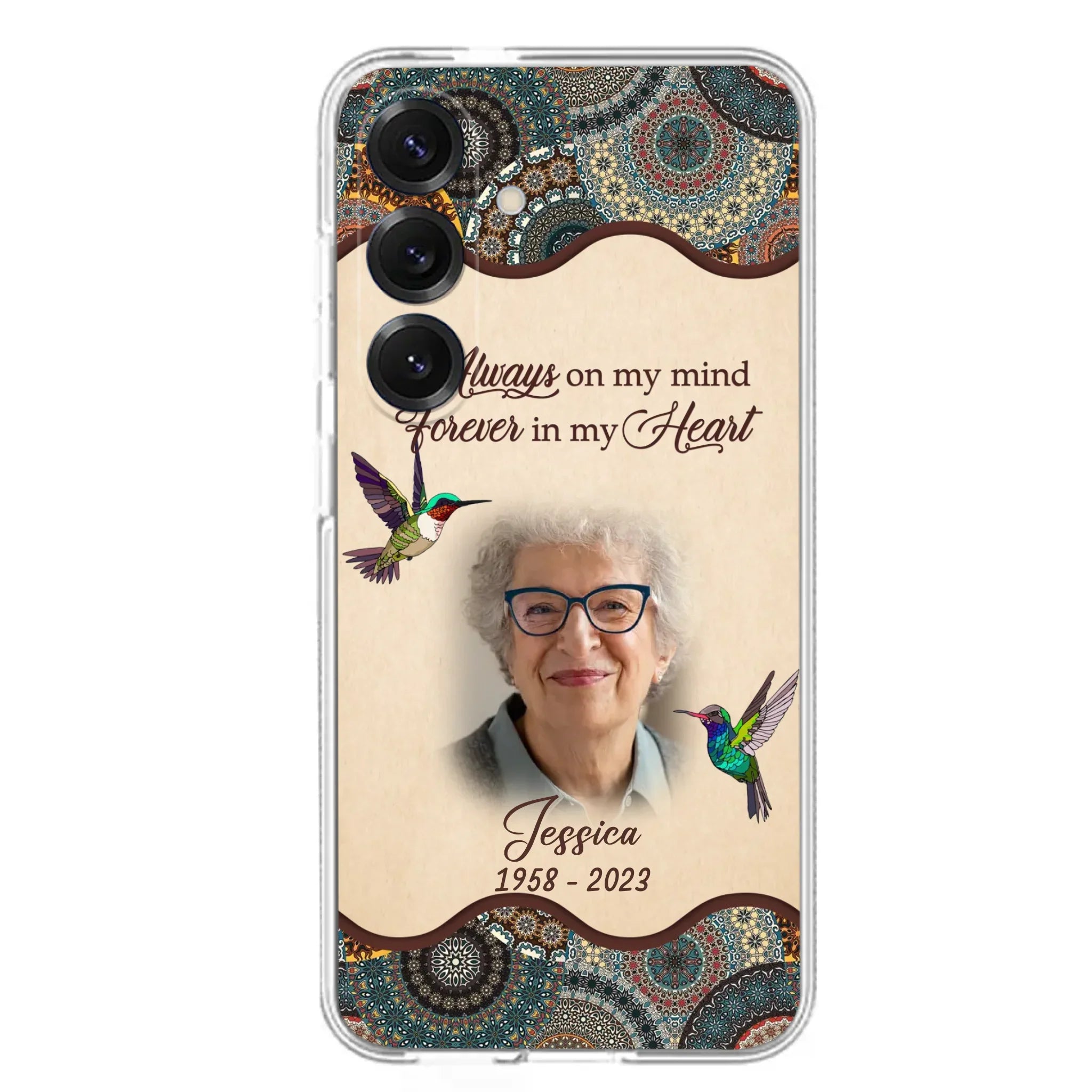 Custom Personalized Memorial Photo Phone Case - Memorial Gift Idea For Mother's Day/Father's Day - Always On My Mind, Forever In My Heart - Case For iPhone/Samsung