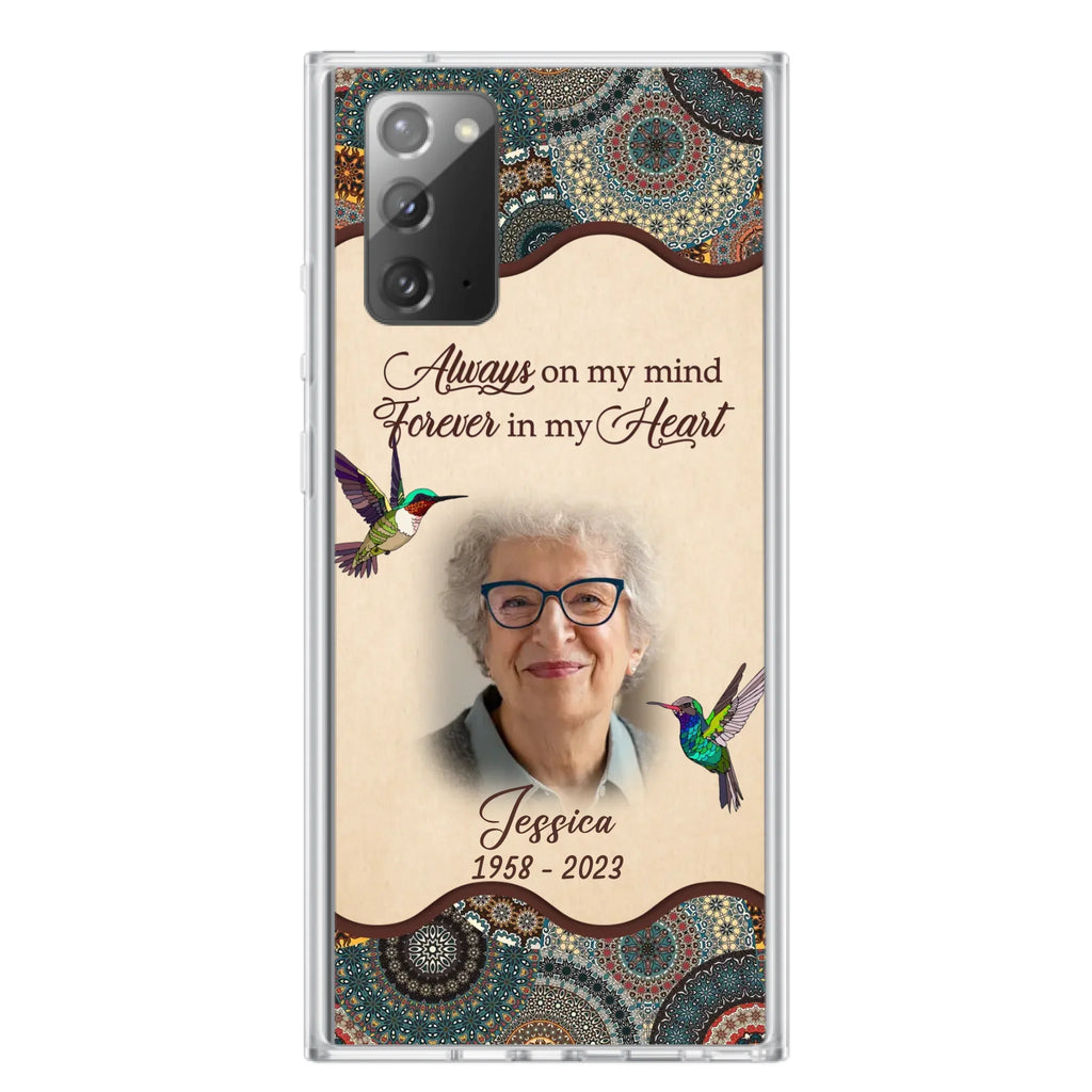 Custom Personalized Memorial Photo Phone Case - Memorial Gift Idea For Mother's Day/Father's Day - Always On My Mind, Forever In My Heart - Case For iPhone/Samsung