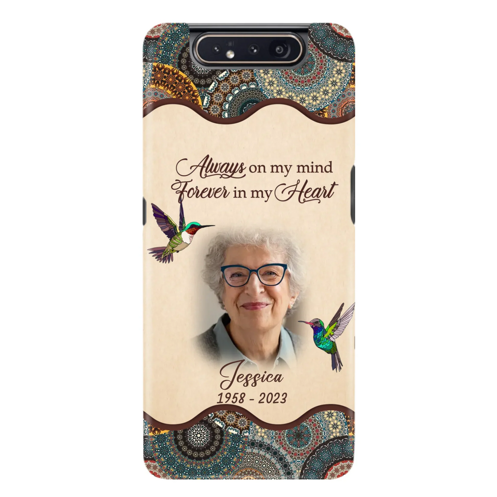Custom Personalized Memorial Photo Phone Case - Memorial Gift Idea For Mother's Day/Father's Day - Always On My Mind, Forever In My Heart - Case For iPhone/Samsung