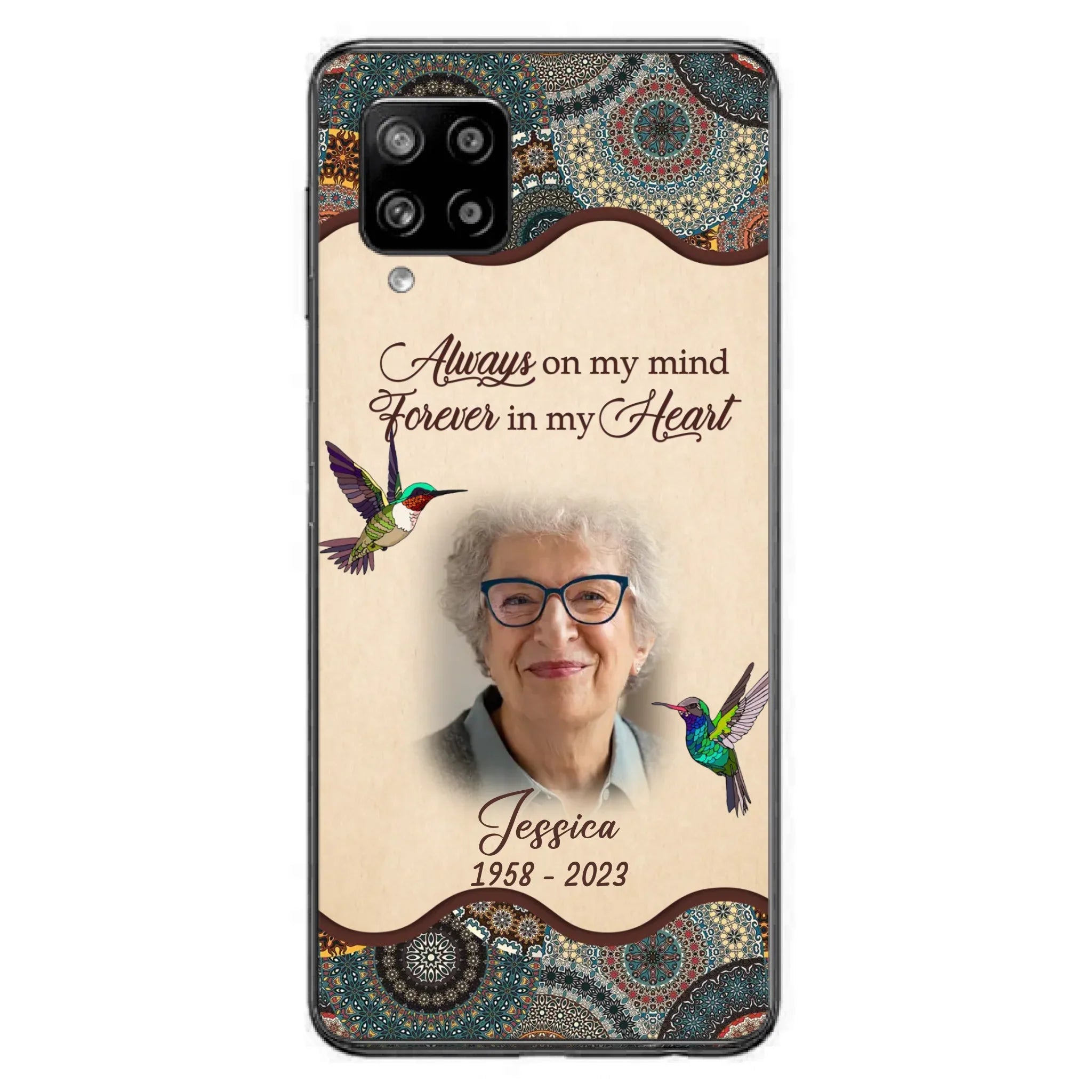 Custom Personalized Memorial Photo Phone Case - Memorial Gift Idea For Mother's Day/Father's Day - Always On My Mind, Forever In My Heart - Case For iPhone/Samsung