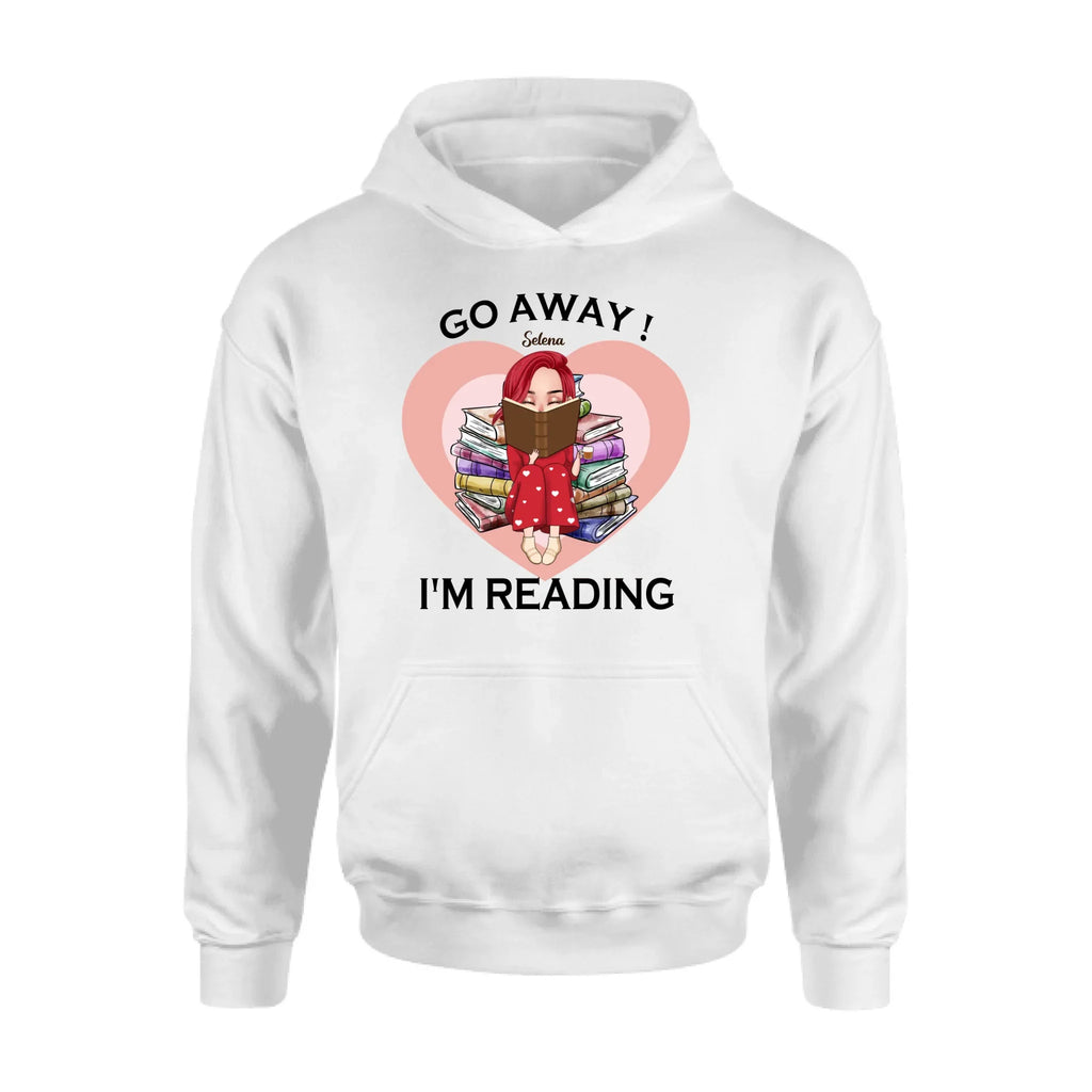Custom Personalized Reading Girl Shirt/ Pullover Hoodie - Gift Idea For Books Lover - Go Away I'm Reading