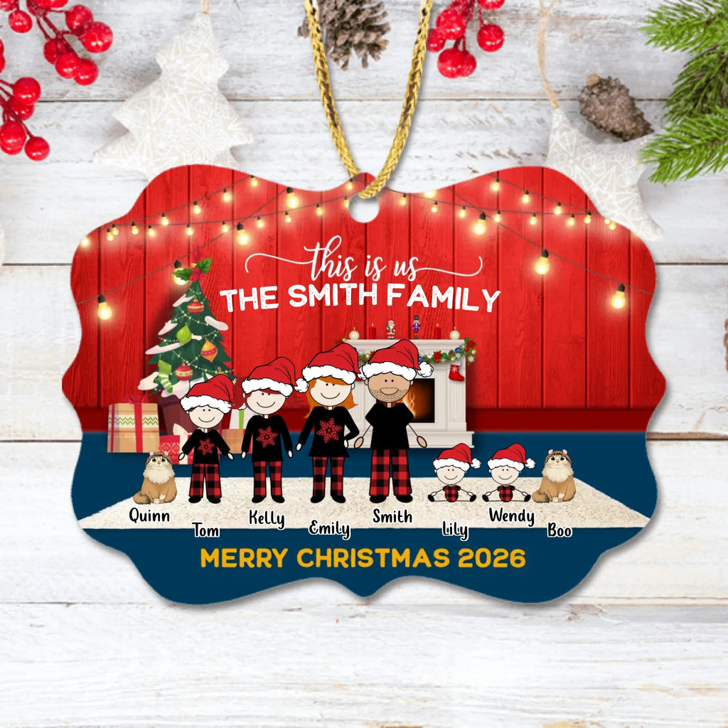 Custom Personalized Family With Kid Christmas Ornament - Christmas Gift Idea For Family/ Dog/Cat Lover - Upto 4 Kids And 3 Pets - This Is Us Merry Christmas 2026