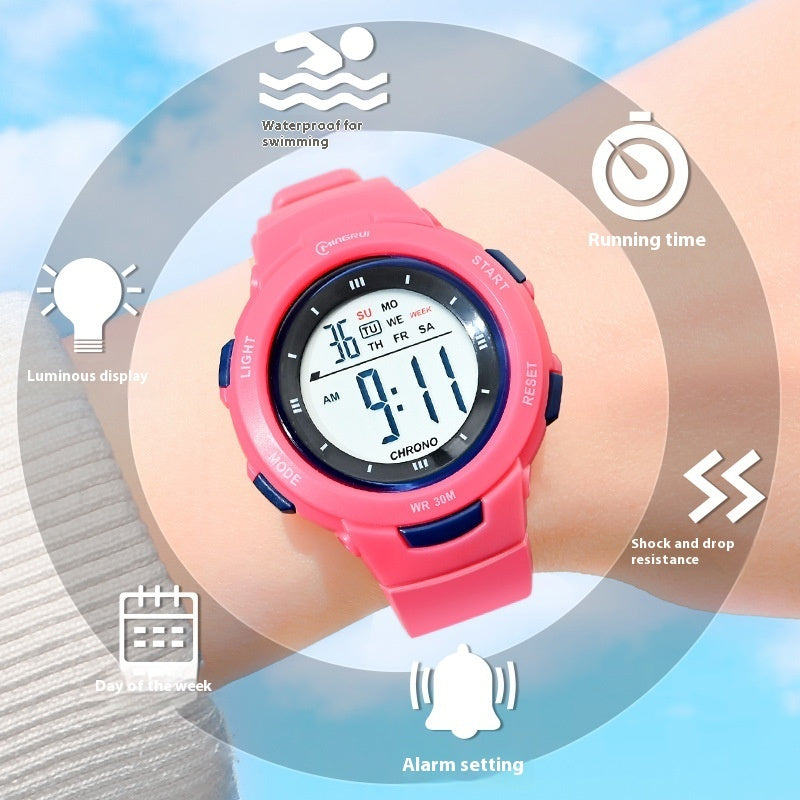 Fashion Pin Buckle Luminous Waterproof PU Strap Student Electronic Watch