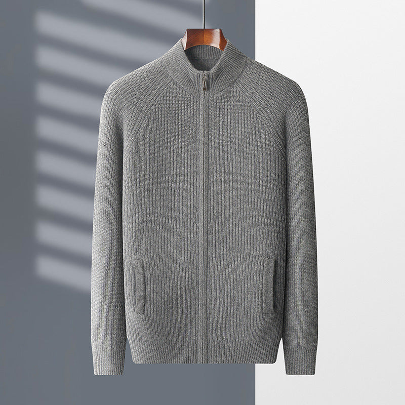 Men's Half Turtleneck Zipper Cardigan Thickened Jacket Casual