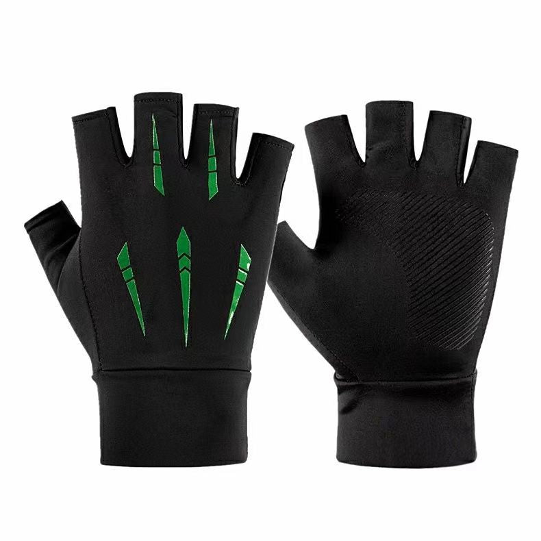 Summer Outdoor Sports Half-finger Gloves Made From Ice Silk With A Non-slip Grip