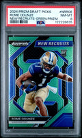 Graded 2024 Panini Prizm Draft Picks Rome Odunze #NRROE New Recruits Green Prizm Rookie RC Football Card PSA 8 Near Mint
