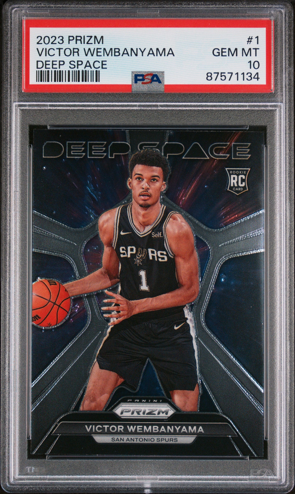 Graded 2023 Panini Prizm Victor Wembanyama #1 Deep Space Rookie RC Basketball Card PSA 10 Gem Mint