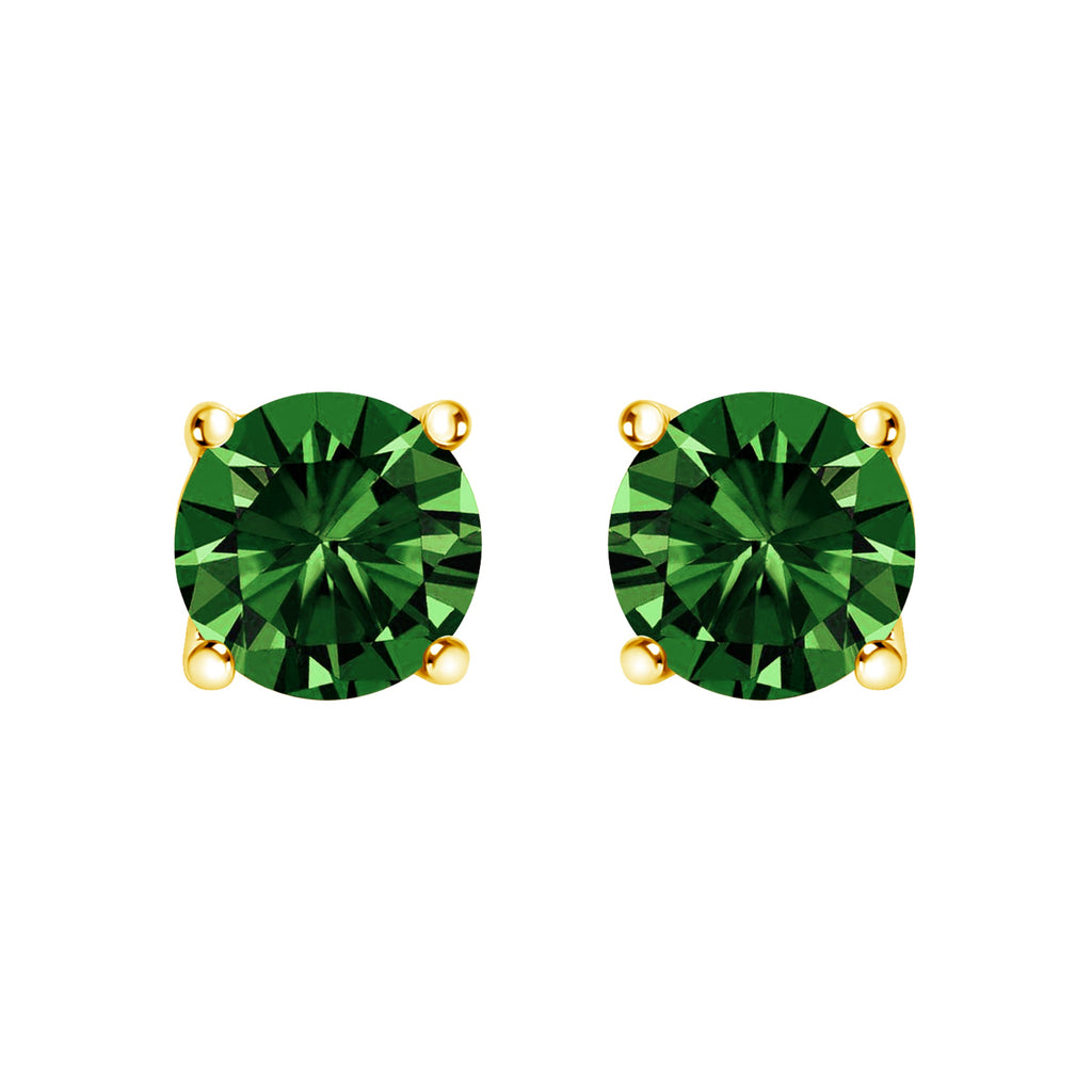 14K White Gold 1.0 Cttw Lab Grown Green Diamond Classic Solitaire Stud Earrings