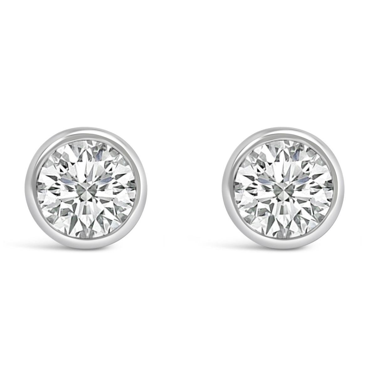 14K White Gold 1.0 Cttw Lab Grown Diamond Screw-Back Classic Bezel Solitaire Stud Earrings (G-H Color, VS2-SI1 Clarity)