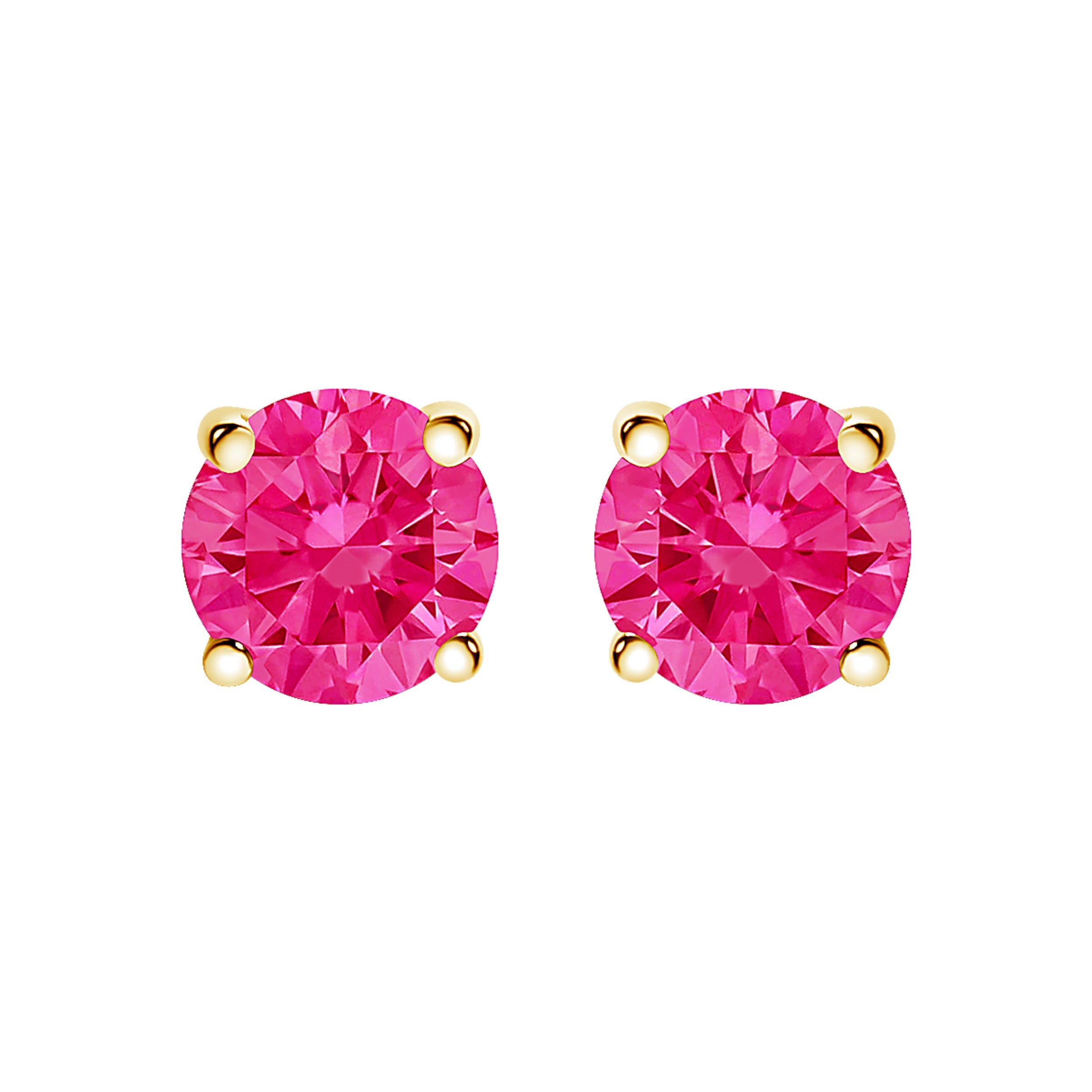 14K Yellow Gold 1.00 Cttw Round Brilliant Cut Lab Grown Pink Diamond 4-Prong Classic Solitaire Earrings (Pink Color, VVS2-VS1 Clarity)