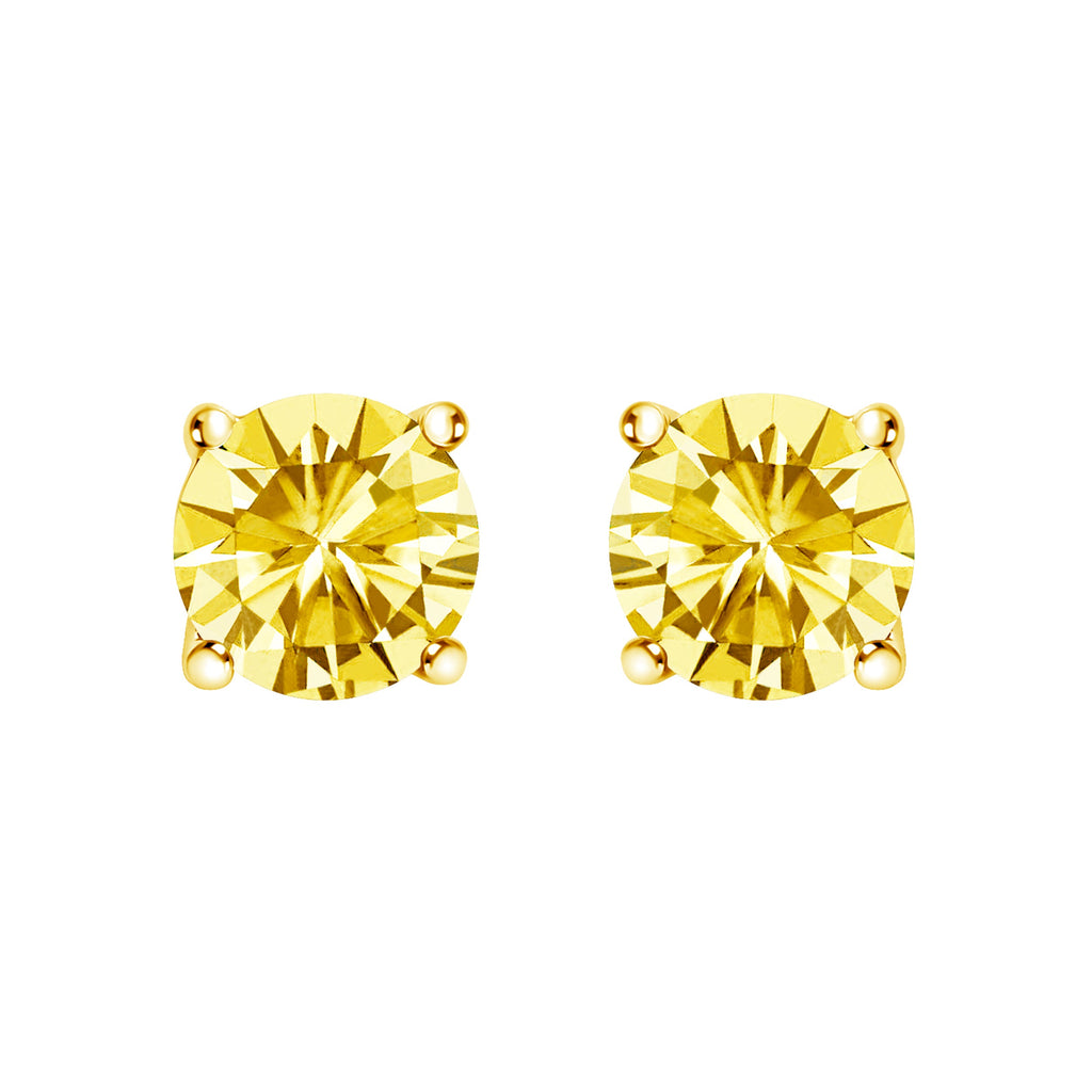 14K White Gold 1.0 Cttw Lab Grown Yellow Diamond Solitaire Stud Earrings (Yellow Color, VS2-SI1 Clarity)