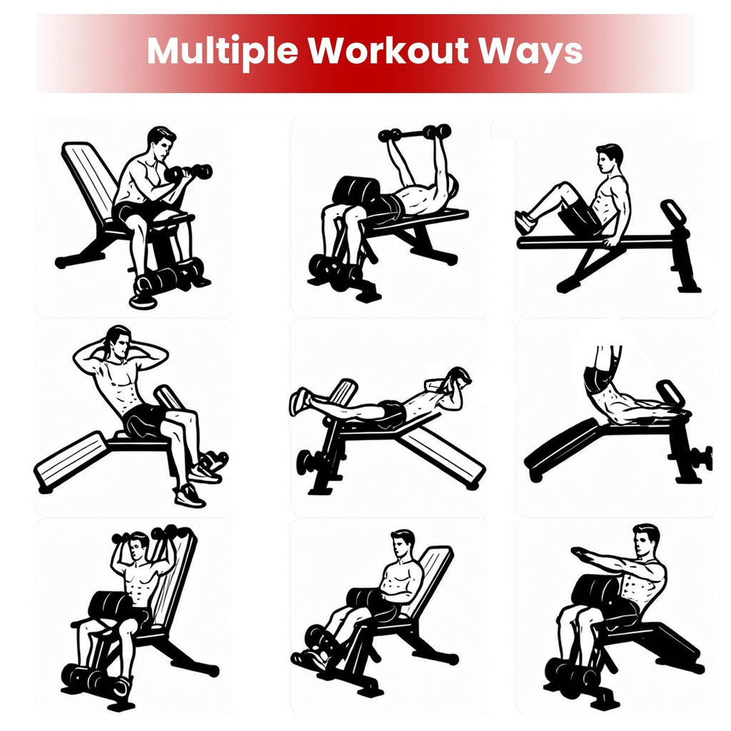 Adjustable Weight Bench with Preacher Curl Pad & Resistance Bands