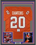 Framed Autographed/Signed Brian Dawkins 35x39 Clemson Orange College Football Jersey Beckett BAS COA