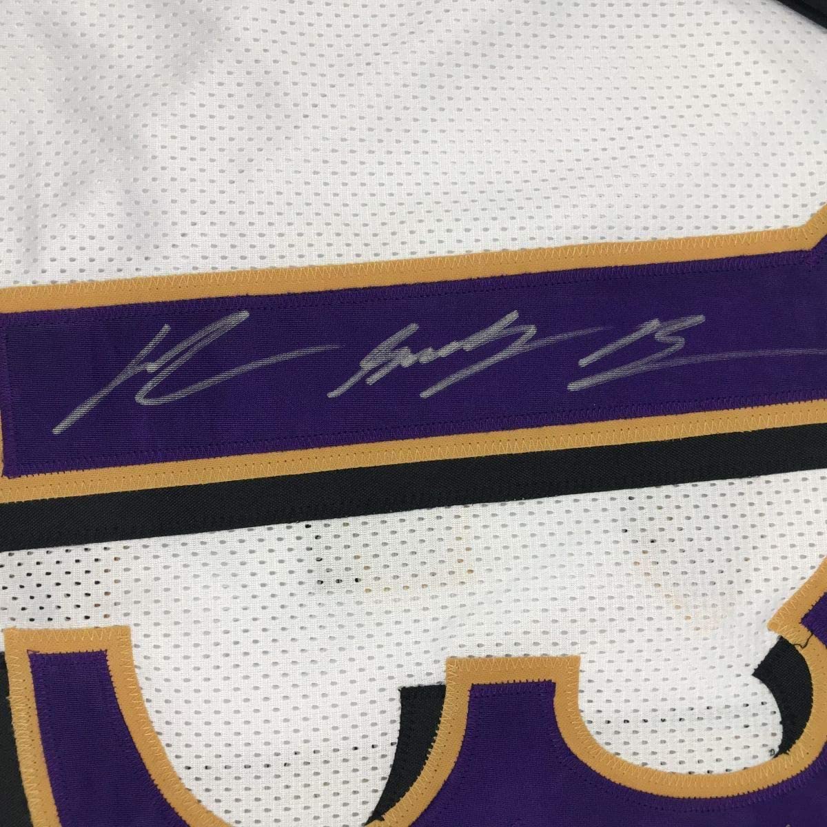Framed Autographed/Signed John Brown 35x39 Baltimore White Football Jersey JSA COA