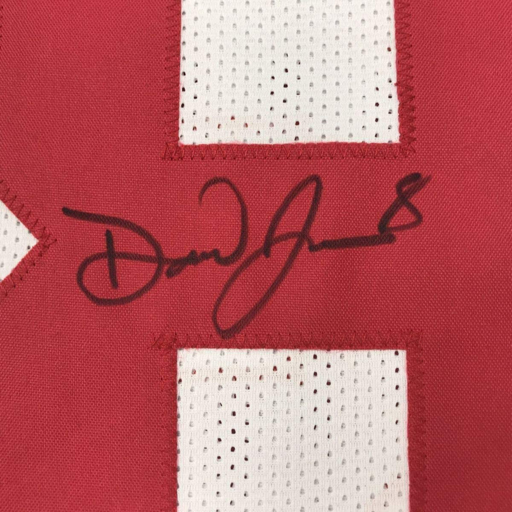 Framed Autographed/Signed Daniel Jones 35x39 New York White Football Jersey Beckett BAS COA