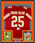 Framed Autographed/Signed Clyde Edwards-Helaire 35x39 Kansas City Red Football Jersey Beckett BAS COA
