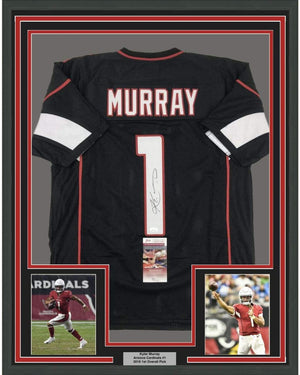 Framed Autographed/Signed Kyler Murray 35x39 Arizona Black Football Jersey JSA COA