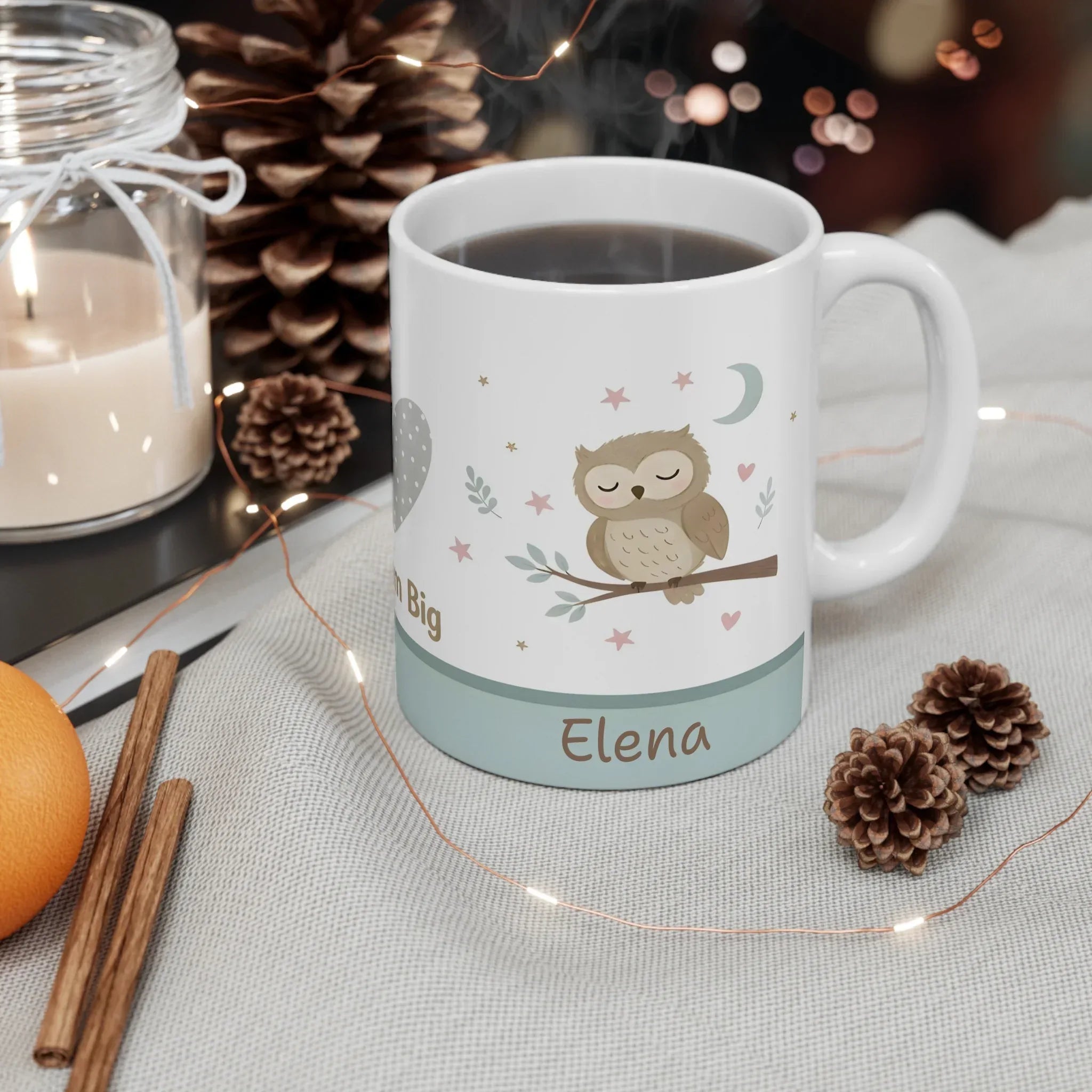 Dream Big Owl Mug — Personalized 11oz Cute Nursery Coffee Cup