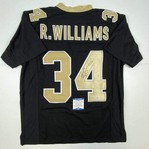Autographed/Signed Ricky Williams New Orleans Black Football Jersey Beckett BAS COA