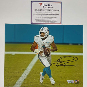 Autographed/Signed Tua Tagovailoa Miami Dolphins 8x10 Football Photo Fanatics COA