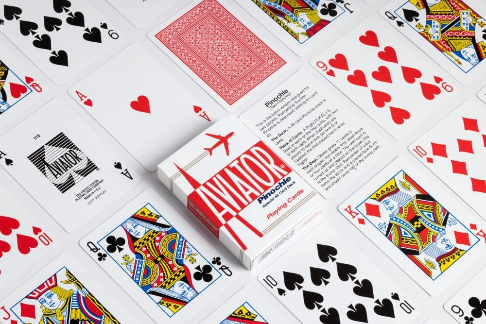 Aviator Pinochle Playing Cards Brick – Red & Blue (12 Decks, Standard Index)