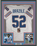 Framed Autographed/Signed Robert Brazile HOF 18 35x39 Houston White Football Jersey JSA COA
