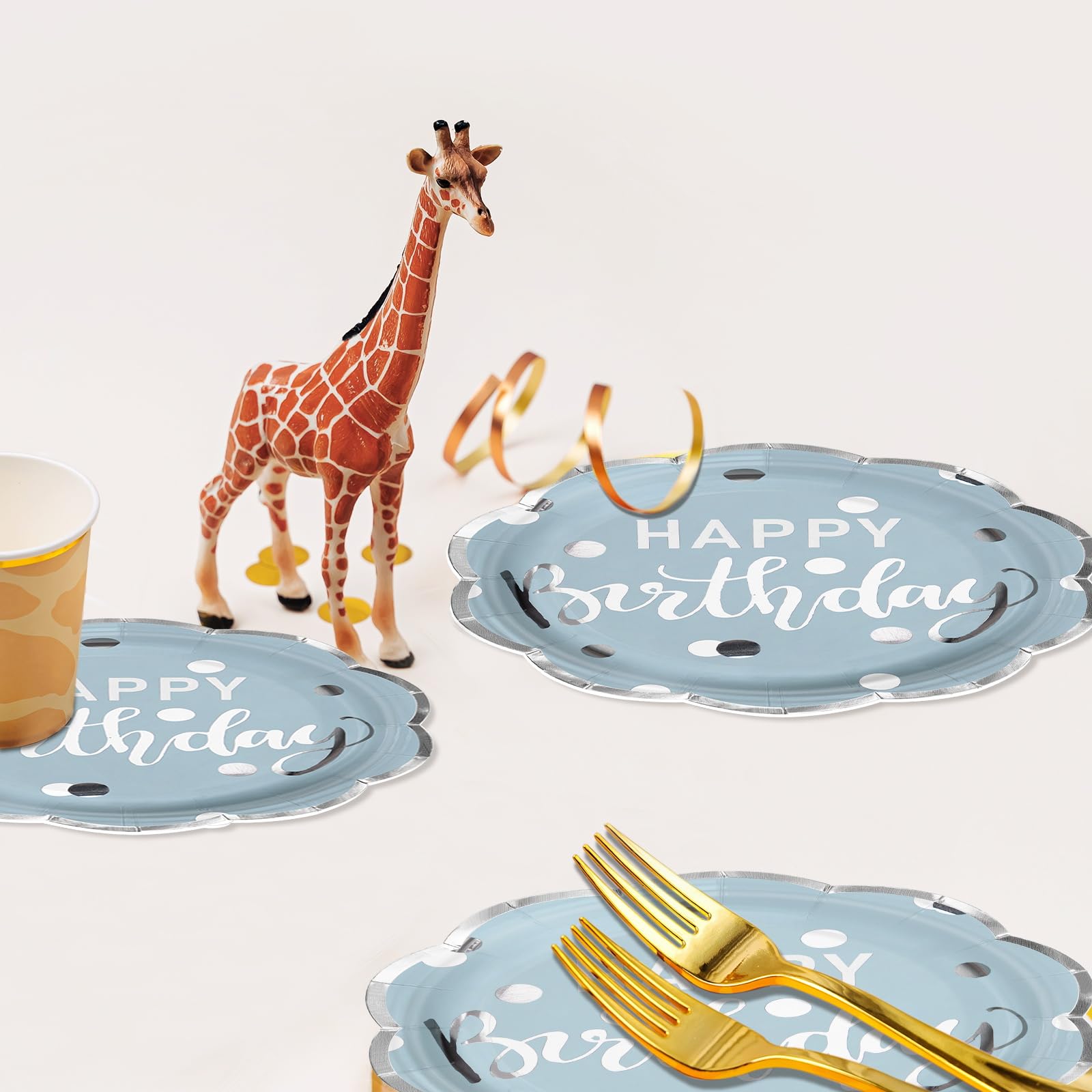 LeZakaa Birthday Paper Plates Set 50pcs 7 & 9 Inch Happy Birthday Balloon