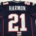 Autographed/Signed Duron Harmon New England Blue Football Jersey JSA COA