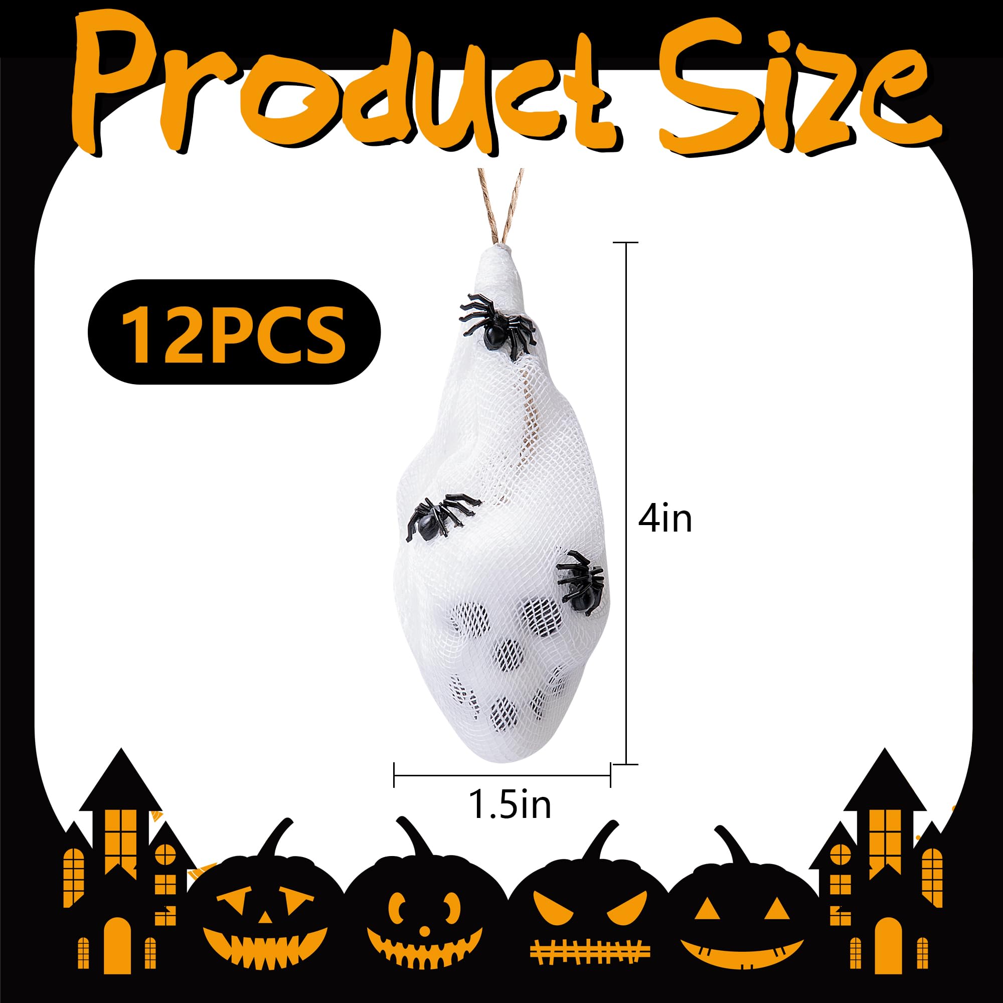 Watayo 12 Pcs Mini Halloween Skull Decorations 4x1.5in White Gauze Wrapped
