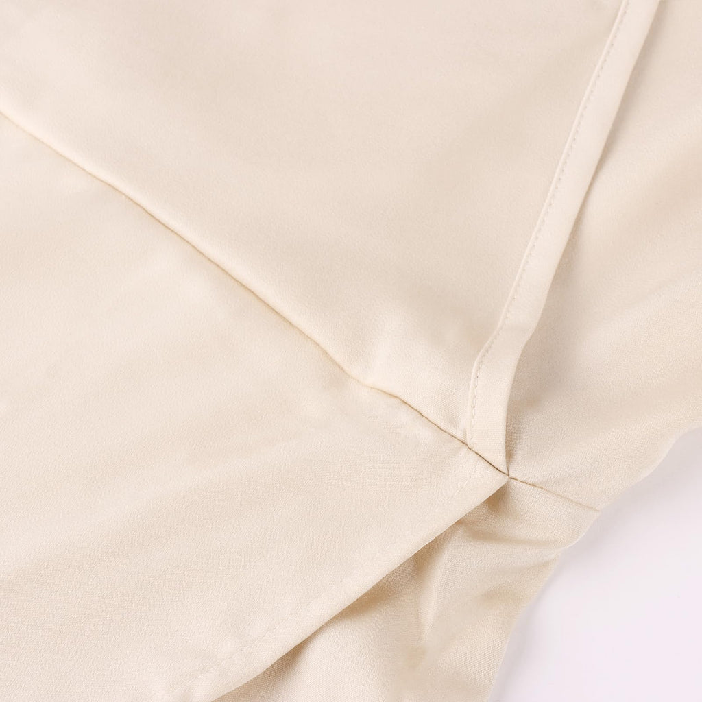 AliChan Womens Satin Wrap Dress V Neck Flared Sleeve Tie Waist Beige Size L