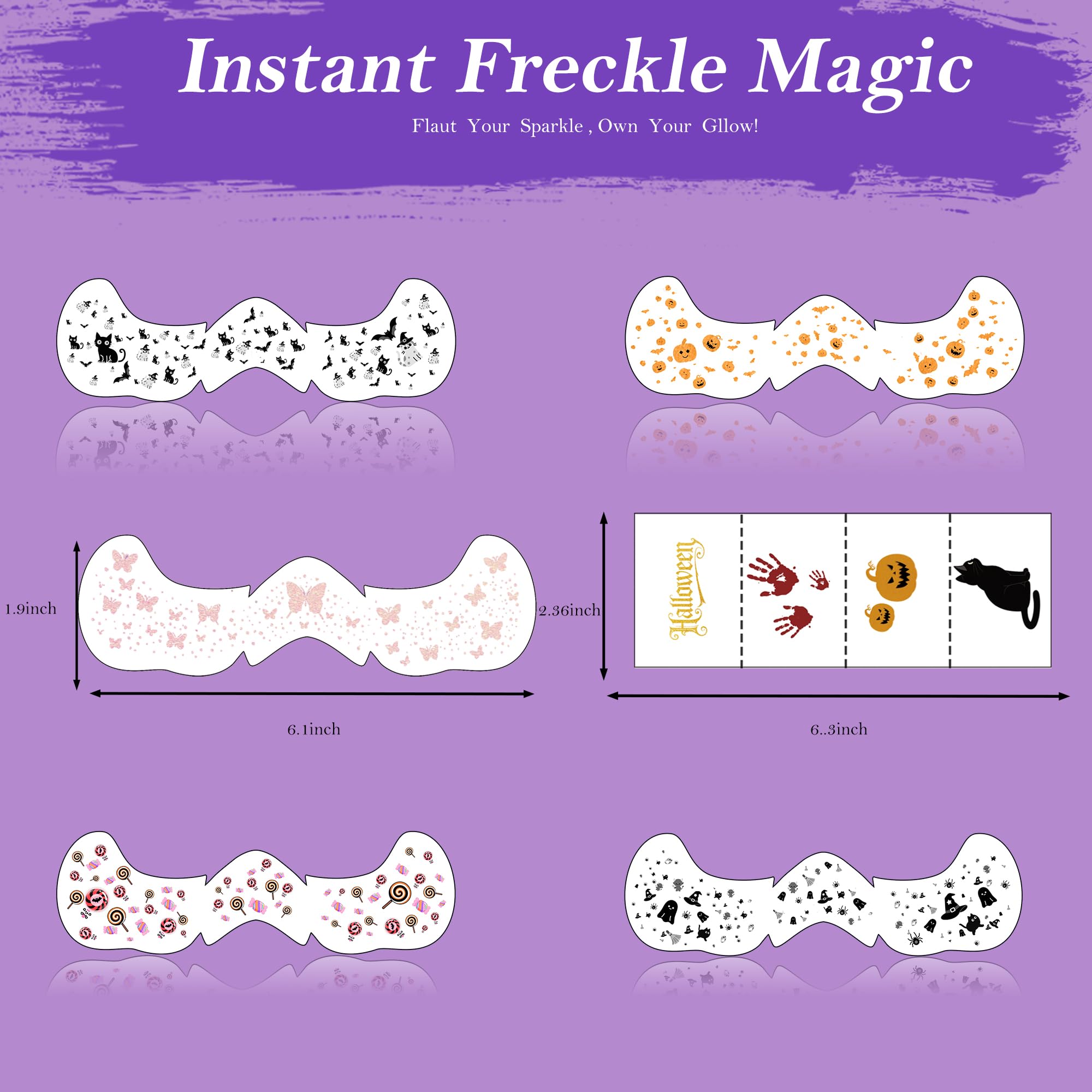 Diesetsr Face Glitter Freckles Temporary Tattoos Stickers Black 30 PCS
