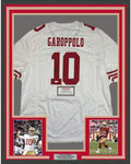 Framed Autographed/Signed Jimmy Garoppolo 35x39 San Francisco White Football Jersey Tristar COA