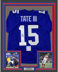 Framed Autographed/Signed Golden Tate III 35x39 New York Blue Football Jersey PSA/DNA COA