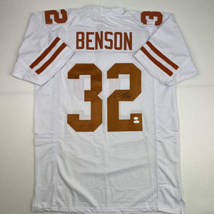 Autographed/Signed Cedric Benson Texas White College Football Jersey JSA COA