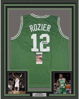 Framed Autographed/Signed Terry Rozier 35x39 Boston Green Basketball Jersey JSA COA