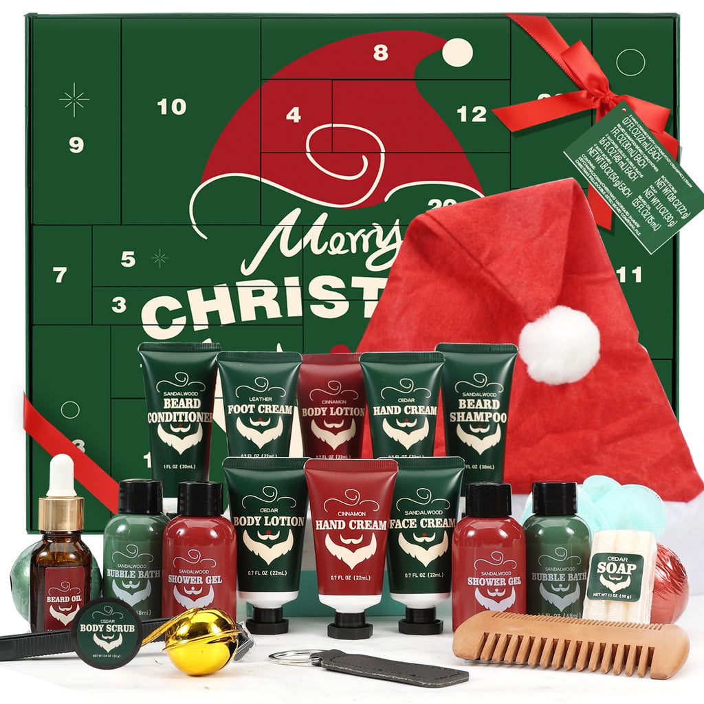 Rinse & Robust Advent Beauty Calendar 2025 Beard Care Kit 24 Days Red