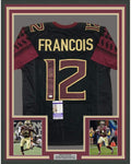 Framed Autographed/Signed Deondre Francois 35x39 Florida State Black College Football Jersey JSA COA