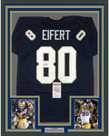 Framed Autographed/Signed Tyler Eifert 35x39 Notre Dame Blue College Football Jersey JSA COA