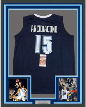 Framed Autographed/Signed Ryan Arcidiacono 35x39 Villanova Blue College Basketball Jersey JSA COA