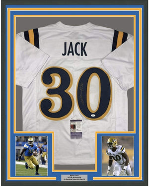 Framed Autographed/Signed Myles Jack 35x39 UCLA White College Football Jersey JSA COA