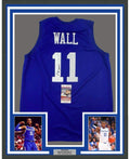 Framed Autographed/Signed John Wall 35x39 Kentucky Blue College Basketball Jersey JSA COA