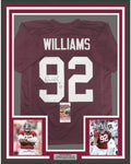 Framed Autographed/Signed Quinnen Williams 35x39 Alabama Red College Football Jersey JSA COA