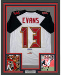 Framed Autographed/Signed Mike Evans 35x39 Tampa Bay White Football Jersey PSA/DNA COA