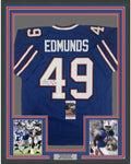 Framed Autographed/Signed Tremaine Edmunds 35x39 Buffalo Blue Football Jersey JSA COA