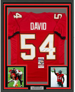 Framed Autographed/Signed Lavonte David 35x39 Tampa Bay Red Football Jersey JSA COA