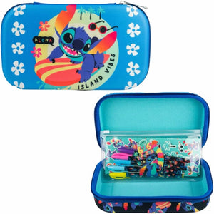 Disney Stitch Pencil Case Set with Gel Pens and Stickers, Molded Zipper Organizer for Kids