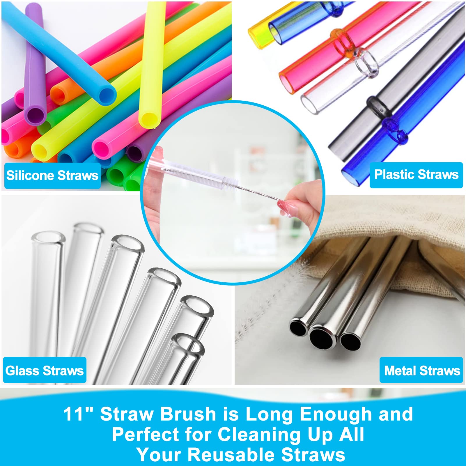 XANGNIER 3 Pack Stainless Steel Bottle Cleaner Brush Kit for Baby Bottles
