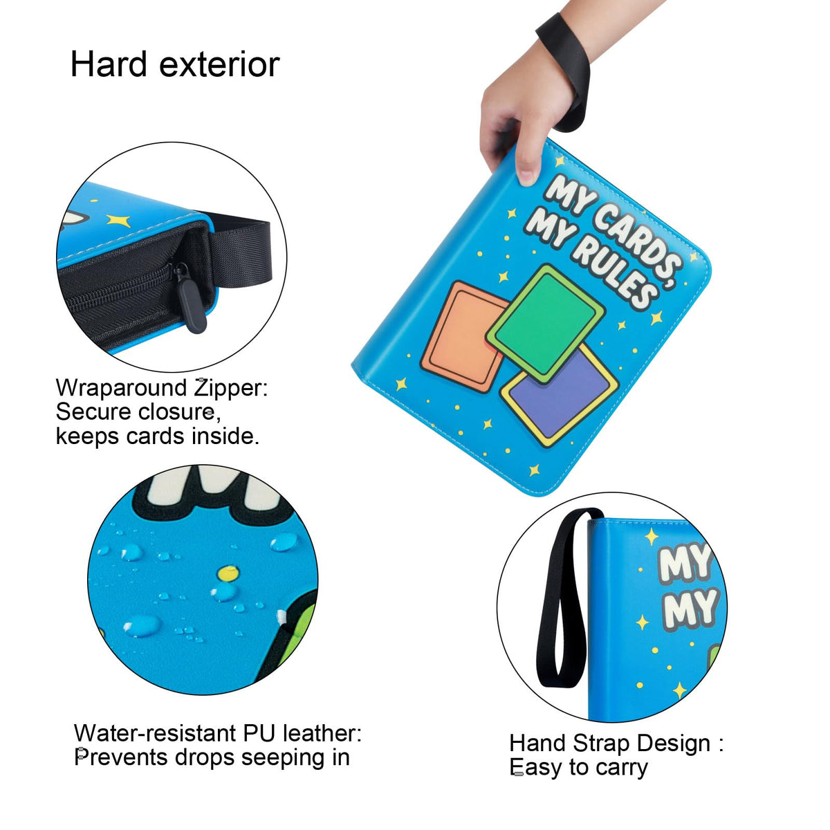 Famard 4 Pocket Carrying Case Binder for Standard Trading Card, Holds Up to 400 Cards with 50 Premium Sleeves Compatible with MTG, TCG and Sports Cards