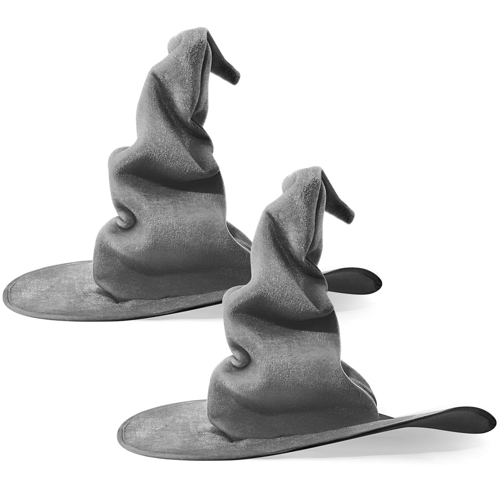 JenPen 2 Pcs Large Halloween Witch Hat Women Velvet Ruched Wide Gray One Size